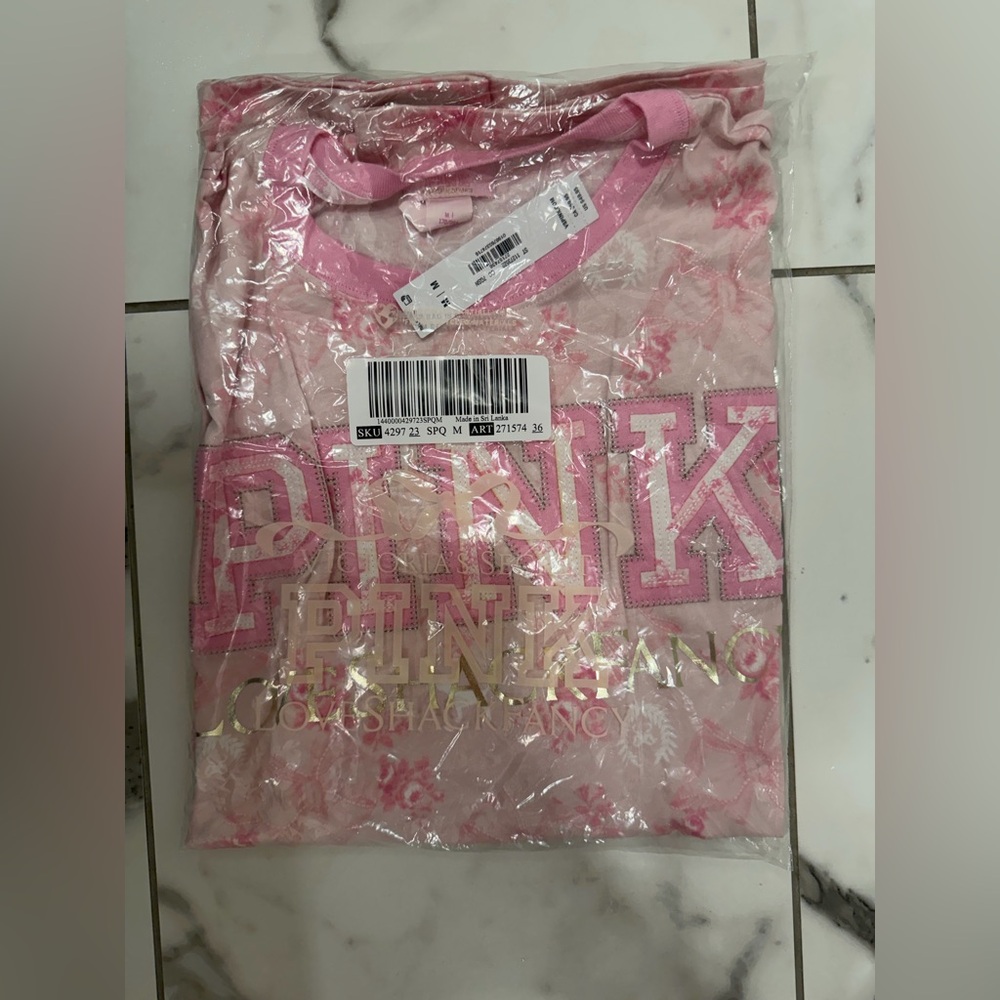 NWT LoveShackFancy x Victoria’s Secret Pink CAMPUS COTTON TEE - Picture 5 of 5